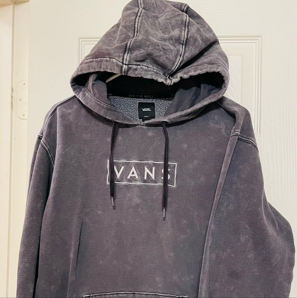 Vans Off The Wall Easy Box Pullover Hoodie Small Gray Washed Pattern